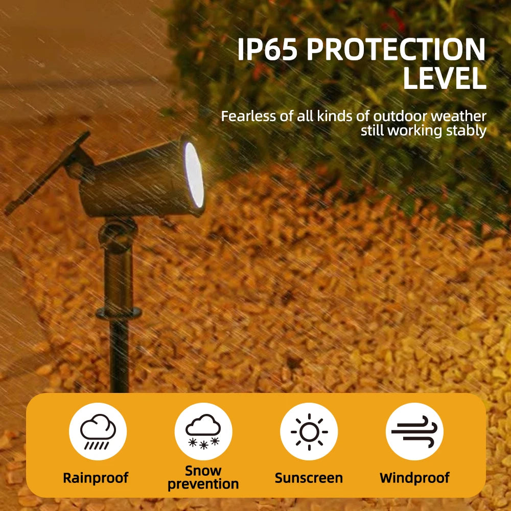 9 LED Solar Spot Lights - RGB, IP65 Waterproof, Brightness Adjustable